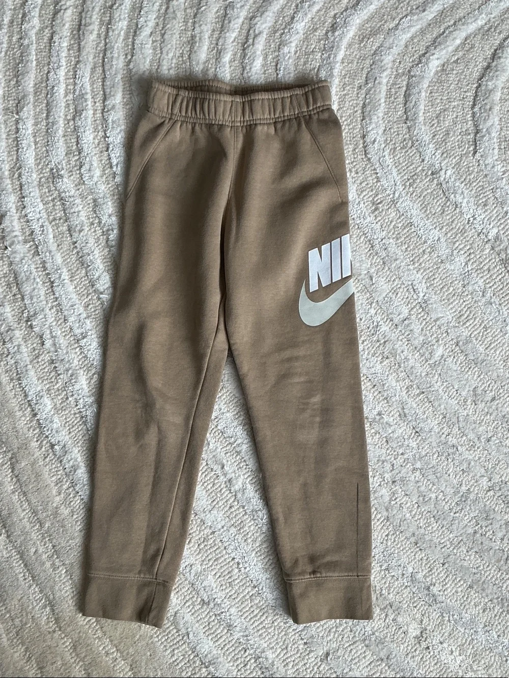 Nike Kids Tan Sweatpants with White Logo